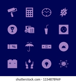 hand vector icons set. with money cash, watch face, parcel box and umbrella in set