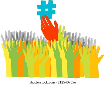 Hand vector illustration to achieve trending topics