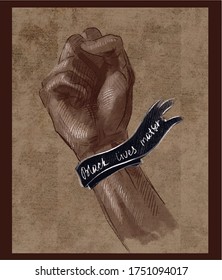 Hand vector illustration for black lives matter protest in USA  to stop violence to black people