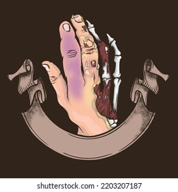 hand vector illustration design rotting like a zombie