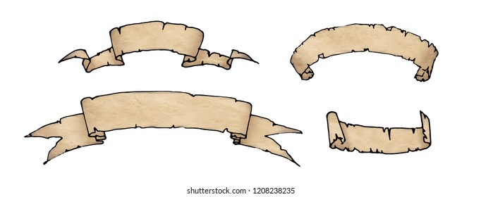 Hand vector illustration drawing of an old blank list of paper parchment in vintage pirate ancient style