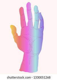 hand vector. illustration, hand drawn. energy hand.fingers illustration. colored hand. carton, palm.