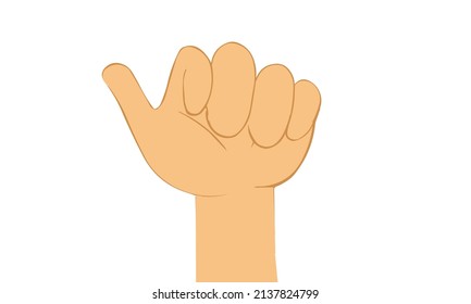 Hand-Vektorgrafik. Menschlicher Cartoon haut in die Luft. Ein Fingerhut