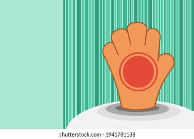 Ilustración del vector manual en el podio sobre fondo verde