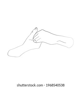 Hand in hand, vector illustration on a white background.