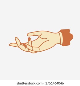 hand vector illustration set in flat design style with outlines. icons for logo design, clip art elements. manicure nail salon . vintage pointing finger, different hand poses.