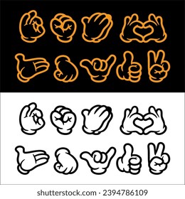 icono de ilustración vectorial de mano blanco y color negro