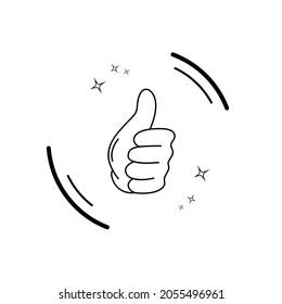 vector de mano aislado, estilo de contorno de la mano