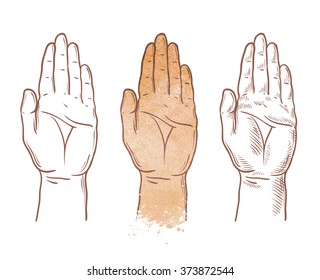 hand up vector logo. chiromancy, palmistry or palm icon