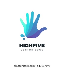 Hand vector logo. Colorful vector illustration. High five concept