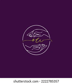 hand vector logo purple background