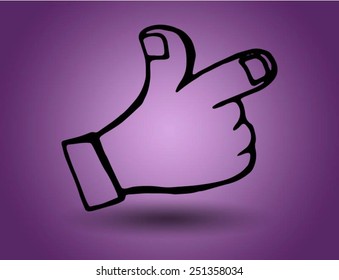 hand. vector on a purple background