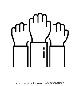 Hand Up vector outline icon. EPS 10 file