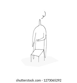 Hand vector outline stick figure illustration. Speech. Heart. Chair. Character people. (Can be used as texture for cards, invitations, DIY projects, web sites)