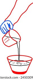 Hand Vector Pouring Milk into Bowl Illustration