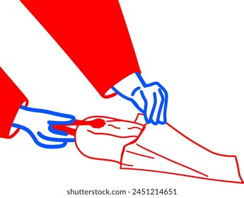 Hand Vector Putting Bread Into Bread Bag Illustration