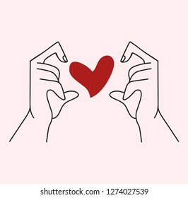 Hand  vector with Hand shaped heart
