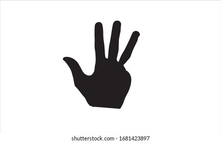 Hand vector silhouette blackfour fingre vector silhouette