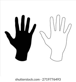Silueta del Vector de la mano, gestos detallados de la mano, posiciones, signos. Brazo ideal, manos para ilustraciones, logotipos, iconos. Gráficos de alta calidad que muestran la interacción humana, la expresión