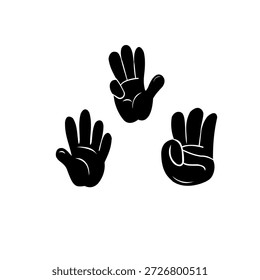 Silueta del Vector de la mano, gestos detallados de la mano, posiciones, signos. Brazo ideal, manos para ilustraciones, logotipos, iconos. Gráficos de alta calidad que muestran la interacción humana, la expresión