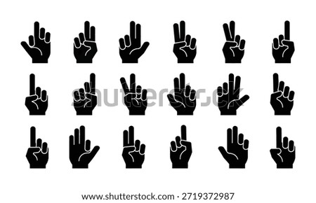 Hand vector silhouette, detailed hand gestures, positions, signs. Ideal arm, hands for illustrations, logos, icons