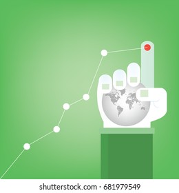hand vector, successful business, globe, hand, raise
