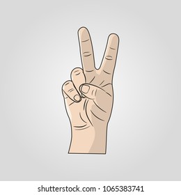 Hand victory icon. Win and hand victory symbol. Flat design. Stock - Vector illustration