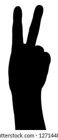 hand in victory sign