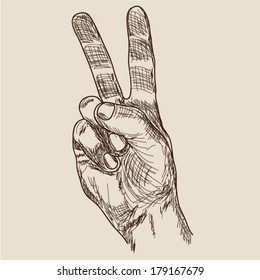 Hand with victory sign