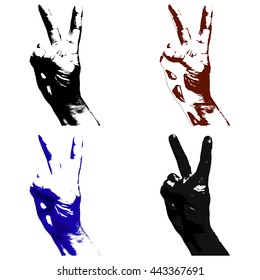 Hand victory sign. Concept.