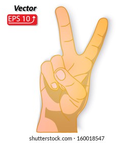 hand with victory sign isolated on white background vector