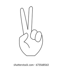 hand victory sign simple or peace gesture