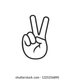 Hand Victory Symbol. Peace Gesture Icon. Signage or 
Illustration As A Simple Vector Sign & Trendy Symbol for Design and Websites.