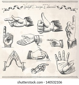 hand vintag engrave vector illustrated draw point finger old woodcut vector illustration of set of hands pointing hand vintag engrave vector illustrated draw point finger old woodcut line classic nail