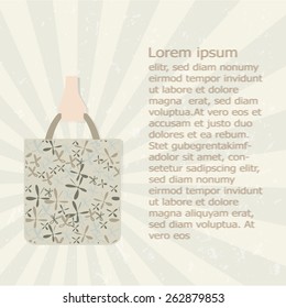 Hand with vintage bag.  Flat design.Vector EPS 10   