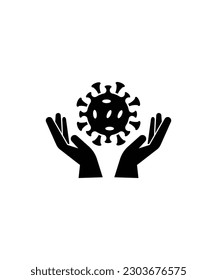 hand with virus icon, vector best flat icon.