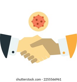 hand and virus illustration in minimal style isolated on background