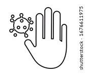 hand with viruses, line style icon vector illustration design