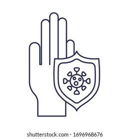 hand with viruses , line style icon vector illustration design