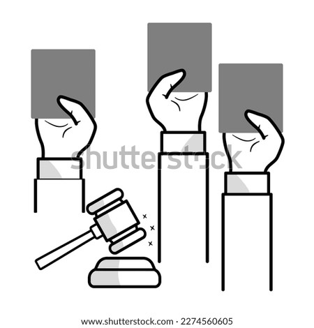 Hand vote at the auction, bid competition bidder, financial suggestion paddle, commercial market, symbol on white background - vector illustration eps10.