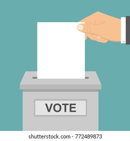 Hand Vote Ballot With Box