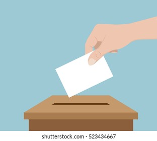 Hand Vote  with Blank Paper, Vote Concept Vector Illustration