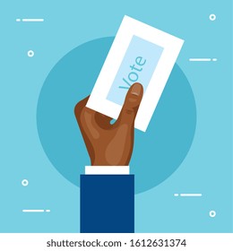 hand with vote form isolated icon vector illustration design