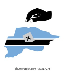 hand voting with ballot in Botswana election