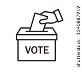 Hand voting ballot box icon, Election Vote concept, Simple line design for web site, logo, app, UI, Vector illustration