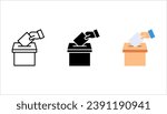 Hand voting ballot box icon set, Election Vote concept, Vector illustration on white background. color editable