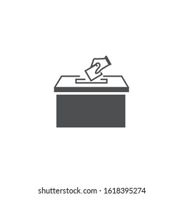 Hand voting ballot box Icon vector sign isolated for graphic and web design. Election Vote symbol template color editable on white background