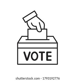 Icono de la urna de voto manual, concepto de voto electoral, diseño de línea simple para sitio web, logotipo, aplicación, interfaz de usuario, ilustración vectorial