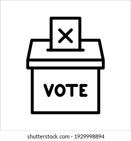 Hand Voting Ballot Box Icon, Election Vote Concept, Vector Illustration On White Background. Color Editable