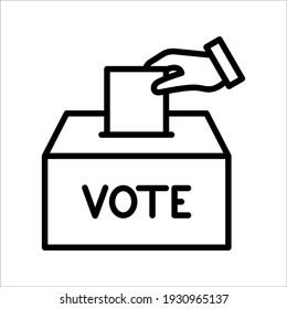 Hand voting ballot box icon, Election Vote concept, Vector illustration on white background. color editable